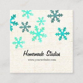 Tarjeta De Visita Cuadrada Artisan Canvas Snowflake Happiness