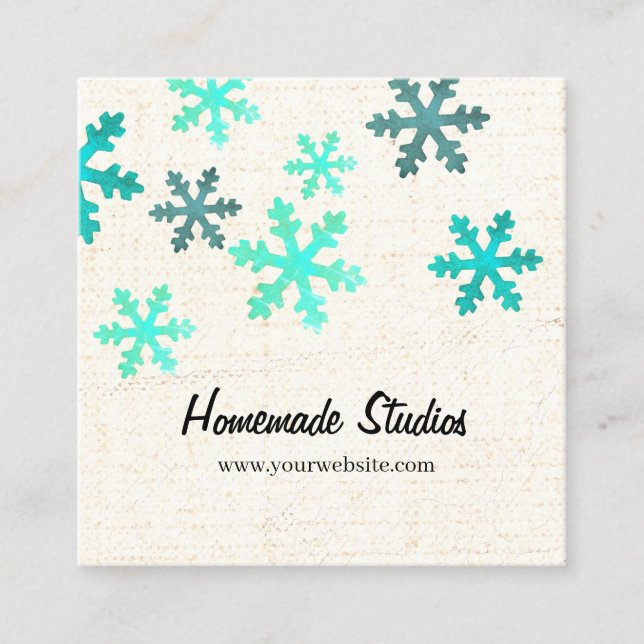Tarjeta De Visita Cuadrada Artisan Canvas Snowflake Happiness (Anverso)