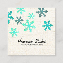Tarjeta De Visita Cuadrada Artisan Canvas Snowflake Happiness
