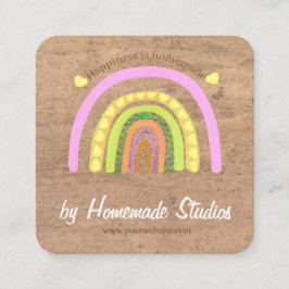Tarjeta De Visita Cuadrada Artisan Woodgrain Hometown Rainbow 'Homemade' 