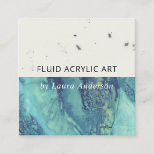 TARJETA DE VISITA CUADRADA ARTISTA ARTÍSTICO DE LA RESINA AZUL VERDE AZULADA