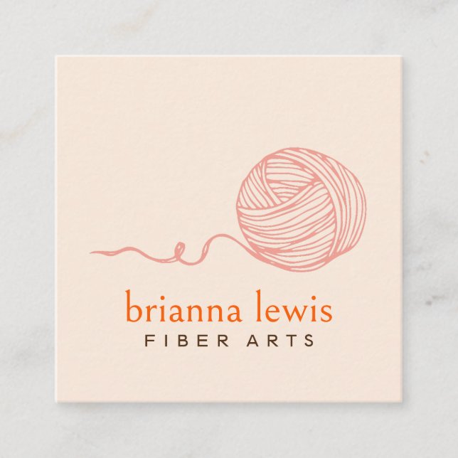 Tarjeta De Visita Cuadrada Artista de fibra moderna Yarn Square Business Card (Anverso)