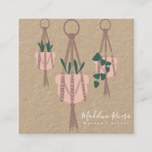Tarjeta De Visita Cuadrada Artista de macramé adorable diseño colgante hecho
