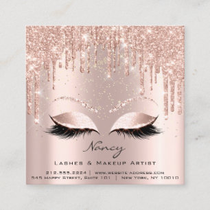 Tarjeta De Visita Cuadrada Artista de maqueta fotográfica Eyelashes Rosa de 