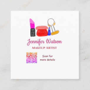 Tarjeta De Visita Cuadrada Artista de maquillaje agregar nombre sitio web tel