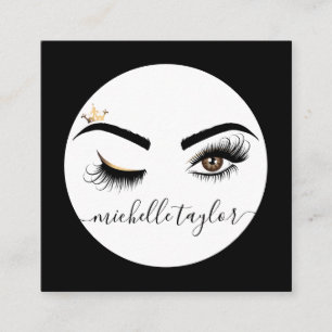 Tarjeta De Visita Cuadrada Artista de maquillaje Beauty Salon Lash Extensión 