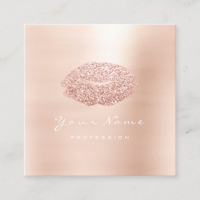 Tarjeta De Visita Cuadrada Artista de maquillaje besó a Purpurina Plaza Rosa (Anverso)