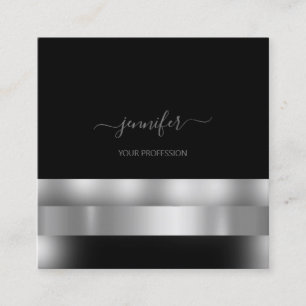 Tarjeta De Visita Cuadrada Artista de maquillaje blanco gris Influencia Plata