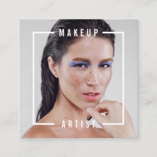 Tarjeta De Visita Cuadrada Artista de maquillaje blanco intrépido de la