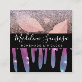 Tarjeta De Visita Cuadrada Artista de Maquillaje Brillo de Labios Goteando