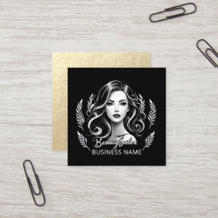 Tarjeta De Visita Cuadrada Artista de maquillaje cabello estilista moderno Or