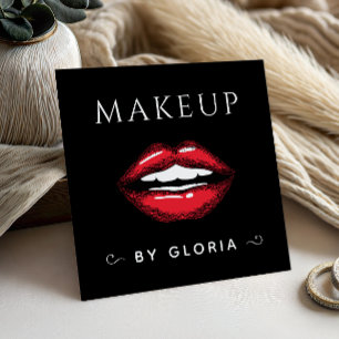 Tarjeta De Visita Cuadrada Artista de Maquillaje Código QR de Salón de Labios