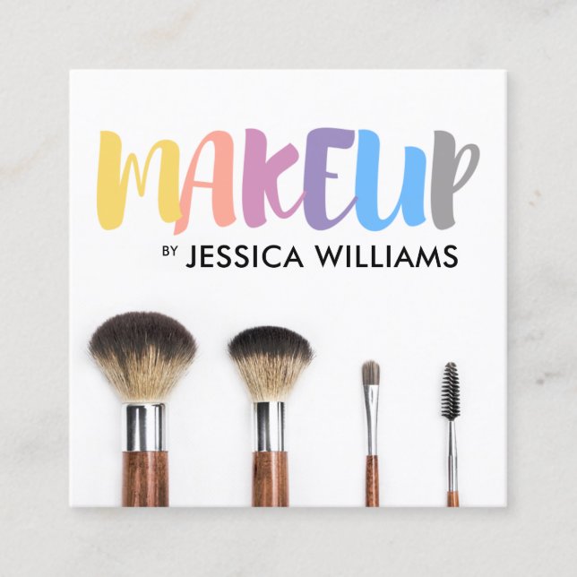 Tarjeta De Visita Cuadrada Artista de maquillaje colorido (Anverso)