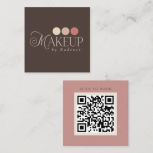 Tarjeta De Visita Cuadrada Artista de Maquillaje con Código QR Minimalista Mo