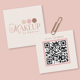 Tarjeta De Visita Cuadrada Artista de Maquillaje con Código QR Minimalista Mo