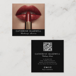 Tarjeta De Visita Cuadrada Artista de Maquillaje con Labial Negro