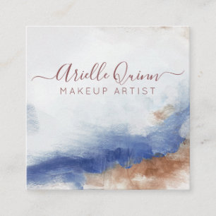 Tarjeta De Visita Cuadrada Artista de maquillaje de acuarela abstracta