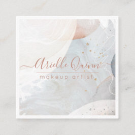 Tarjeta De Visita Cuadrada Artista de maquillaje de acuarela abstracta