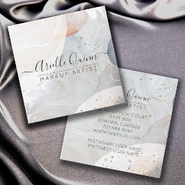 Tarjeta De Visita Cuadrada Artista de maquillaje de acuarela abstracta