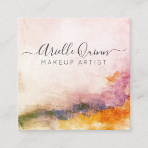 Tarjeta De Visita Cuadrada Artista de maquillaje de acuarela abstracta