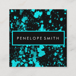 Tarjeta De Visita Cuadrada Artista de maquillaje de belleza con pintura azul