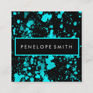 Tarjeta De Visita Cuadrada Artista de maquillaje de belleza con pintura azul 