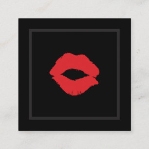 Tarjeta De Visita Cuadrada Artista de maquillaje de Besos de Labios