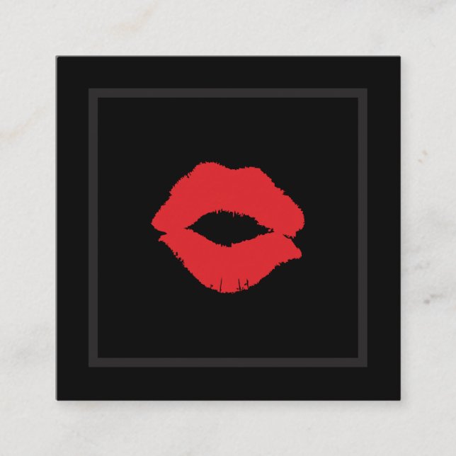 Tarjeta De Visita Cuadrada Artista de maquillaje de Besos de Labios (Anverso)
