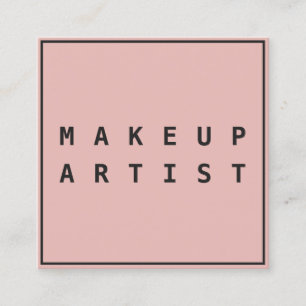 Tarjeta De Visita Cuadrada Artista de maquillaje de borde de letra negro en n