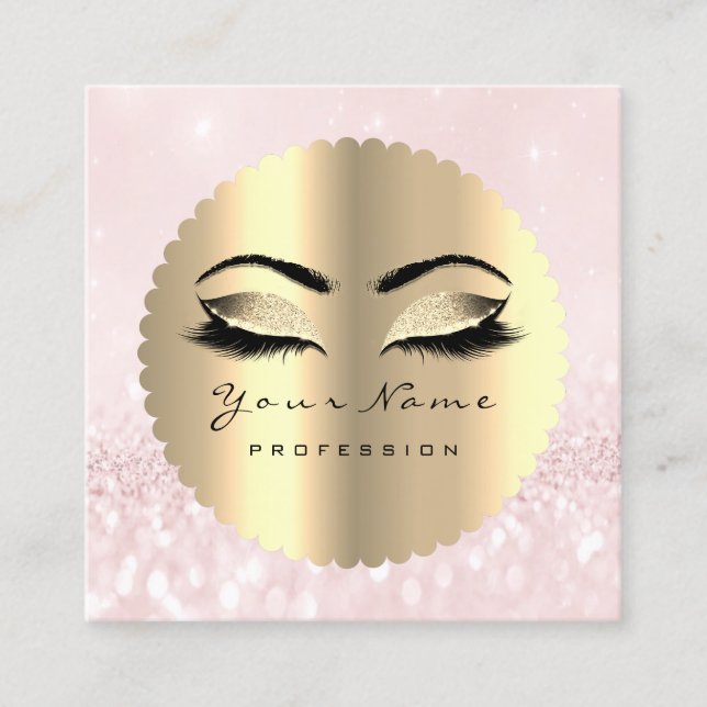 Tarjeta De Visita Cuadrada Artista de maquillaje de diamante negro dorado peg (Anverso)