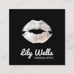 Tarjeta De Visita Cuadrada Artista de maquillaje de Guay Silver Kiss Black