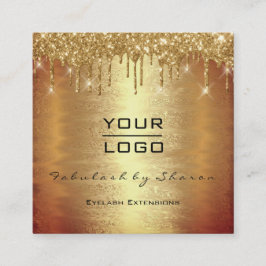 Tarjeta De Visita Cuadrada Artista de maquillaje de la chispa de oro Lash Dri