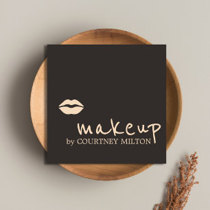Tarjeta De Visita Cuadrada Artista de Maquillaje de Labios Rosas Oscuros Chic