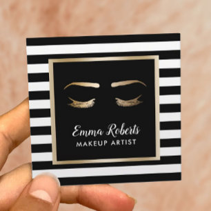 Tarjeta De Visita Cuadrada Artista de maquillaje de latigazos y brotes de ray