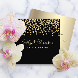 Tarjeta De Visita Cuadrada Artista de maquillaje de peluquería de lujo de oro