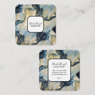 Tarjeta De Visita Cuadrada artista de maquillaje elegante de mármol moderno