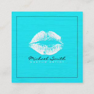 Tarjeta De Visita Cuadrada Artista de maquillaje estilizado Lipas blancas mod