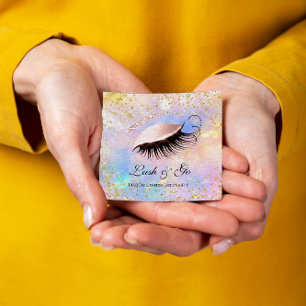Tarjeta De Visita Cuadrada Artista de maquillaje Extensión de Eyelash Hologra