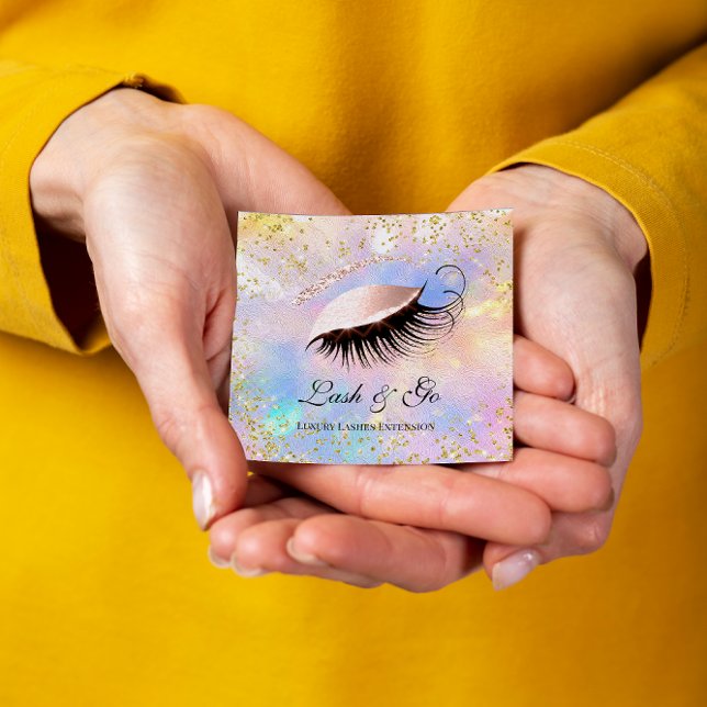Tarjeta De Visita Cuadrada Artista de maquillaje Extensión de Eyelash Hologra (Subido por el creador)