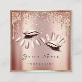 Tarjeta De Visita Cuadrada Artista de maquillaje Extensión de Eyelash Rosa Pe
