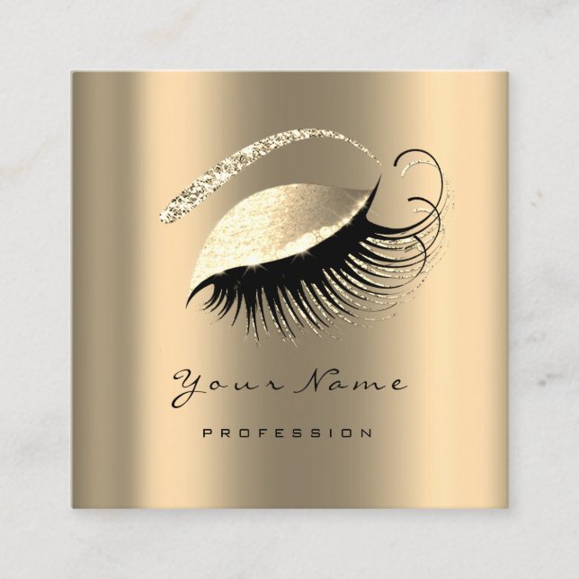 Tarjeta De Visita Cuadrada Artista de maquillaje Eyebrow azota a Sepia Gold S (Anverso)