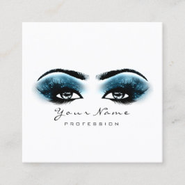 Tarjeta De Visita Cuadrada Artista de maquillaje Eyebrow Lash Blue Naval Squa