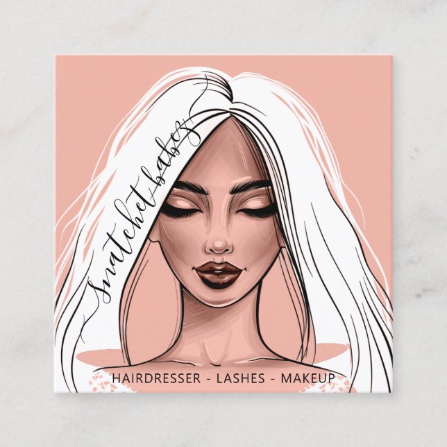 Tarjeta De Visita Cuadrada Artista de maquillaje Eyelash Hair Brows Litros Ru (Anverso)