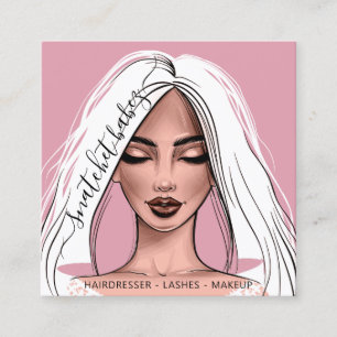 Tarjeta De Visita Cuadrada Artista de maquillaje Eyelash Hair Brows Rubor Pin
