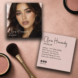 Tarjeta De Visita Cuadrada Artista de Maquillaje Fotográfico con Guión Negro 