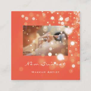 Tarjeta De Visita Cuadrada Artista de maquillaje fotográfico Eyelash Brows Co