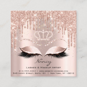 Tarjeta De Visita Cuadrada Artista de maquillaje fotográfico Eyelash Rosa de
