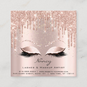 Tarjeta De Visita Cuadrada Artista de maquillaje fotográfico Eyelashes Rosa d