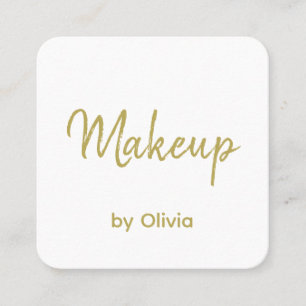 Tarjeta De Visita Cuadrada Artista de Maquillaje Gold White Modern