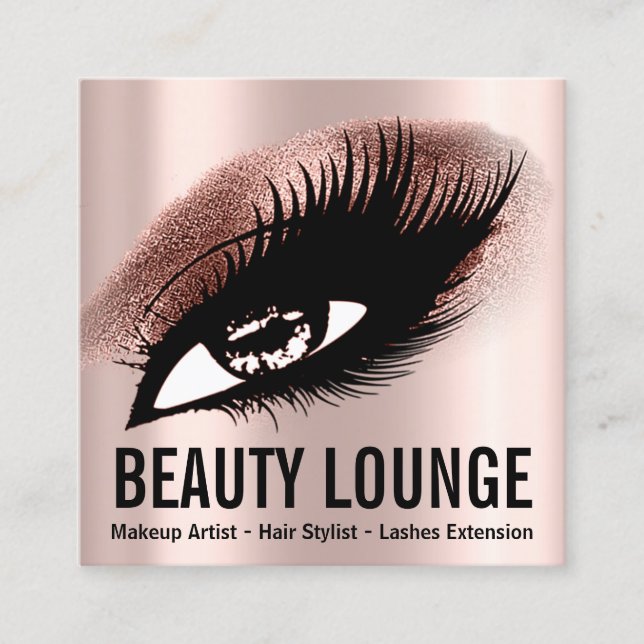 Tarjeta De Visita Cuadrada Artista de maquillaje Hair Eyelash Lux Profesional (Anverso)